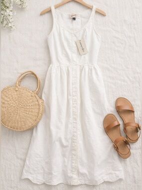 Universal Thread White Button Front Midi Dress Sleeveless XS NWT Sundress